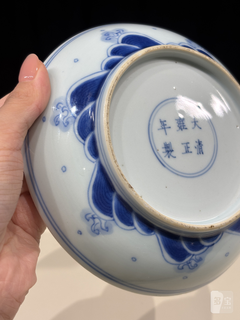 清雍正 青花鱼化龙纹盘一对 - 图7
